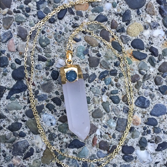 2X HP 18K Gold Plated Quartz & Blue Druzy - Picture 7 of 7